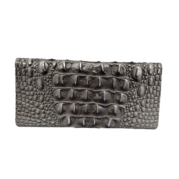 Brahmin Melbourne Veronica Trifold Envelope Leather Wallet Steel Gray Silver - Picture 2 of 5